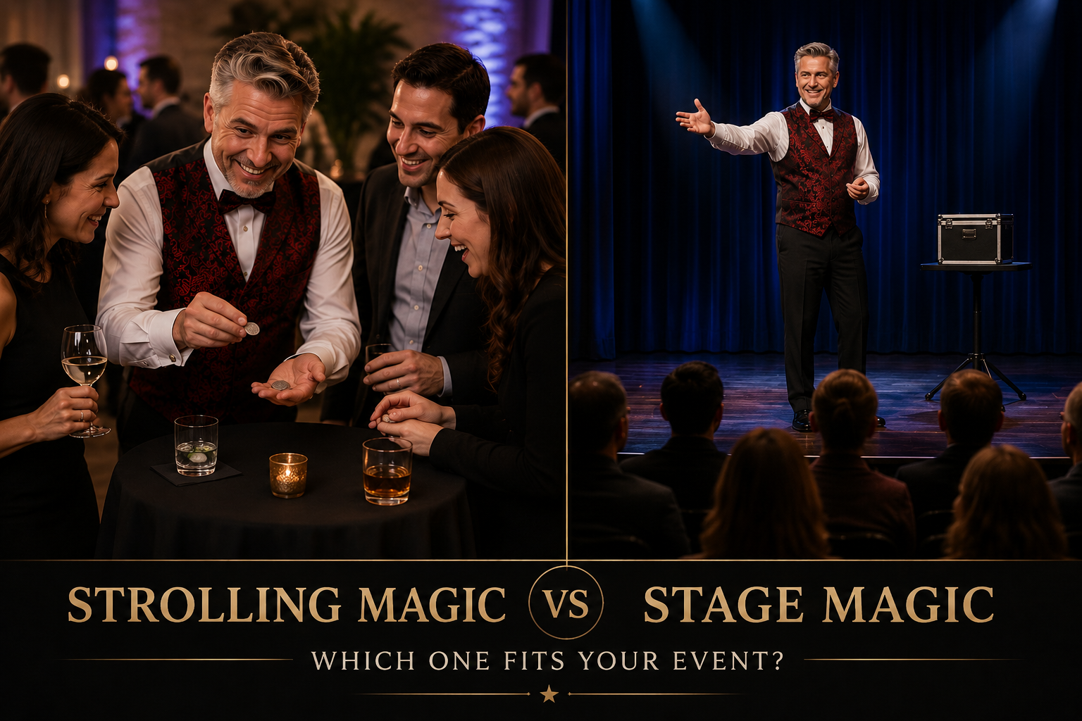Strolling Magic vs. Stage Magic: Which One Fits Your Event?