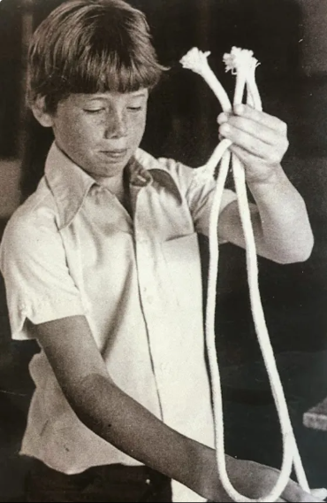 Tres the Great at age 8 performing a rope trick
